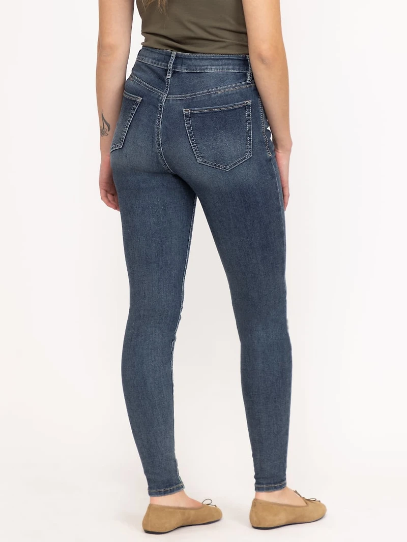 Women's Medium Wash 2 Tone Stitch Skinny Jeans