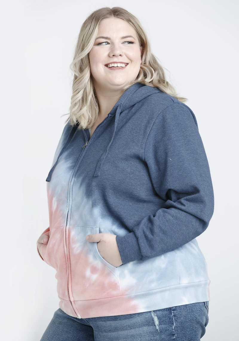 Women's Ombre Zip Front Hoodie