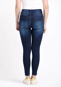 Women's 3 Button High Rise Destroyed Skinny Jeans