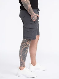 Men's Grey Nylon Cargo E-Waist Short