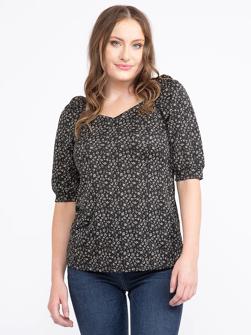 Women's Puff Sleeve Peasant Top