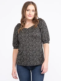 Women's Puff Sleeve Peasant Top