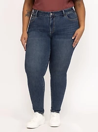 Women's Plus Medium Wash 2 Tone Stitch Skinny Jeans