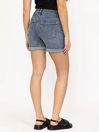 Women's Medium Wash Embroidey Cuffed Mid