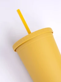 24oz Rubber Coated Mustard Tumbler