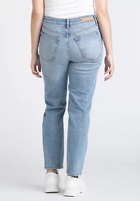 Women's High Rise Destroyed Slim Straight Jeans