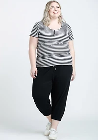 Women's Scoop Neck Ribbed Henley Tee