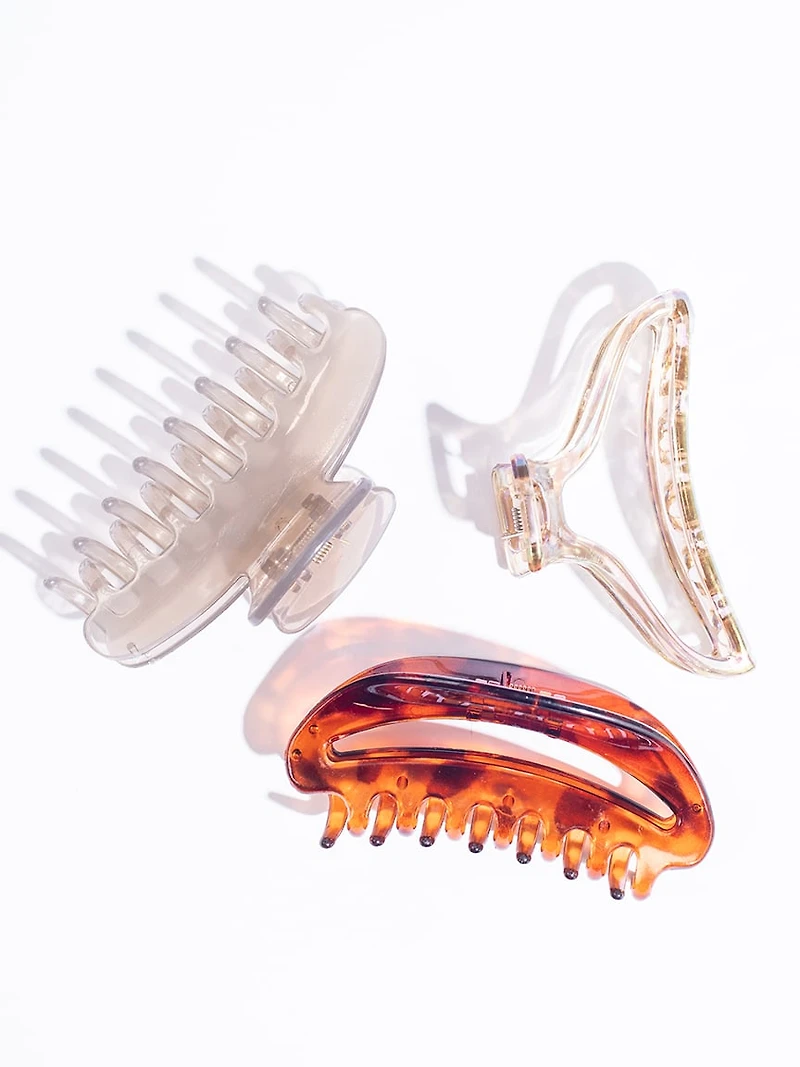 3Pk Medium Hair Claw