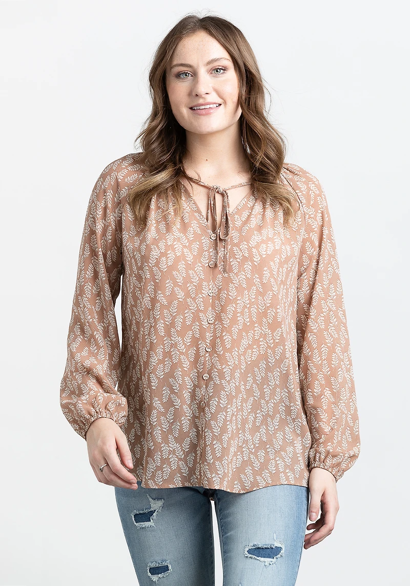 Women's Printed Peasant Blouse
