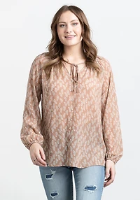 Women's Printed Peasant Blouse
