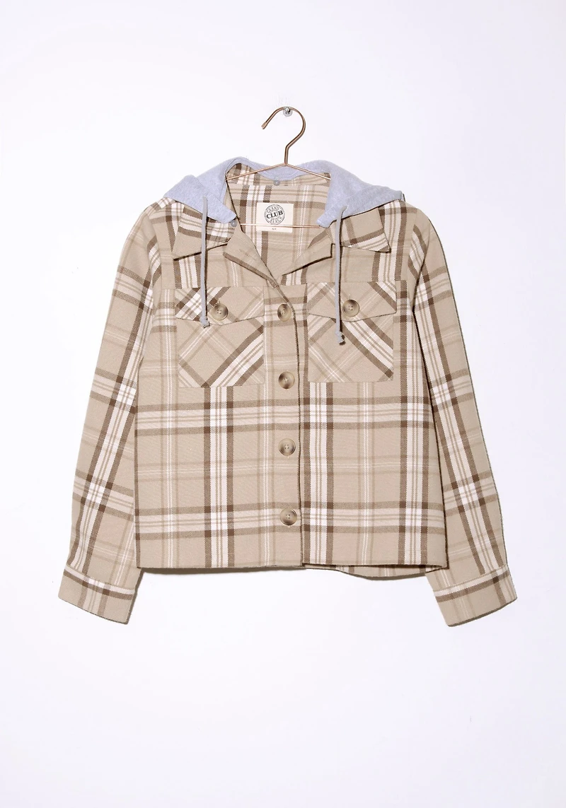 Women's Crop Plaid Hoodie