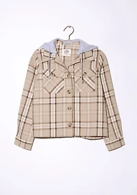 Women's Crop Plaid Hoodie