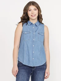 Women's Sleeveless Denim Shirt