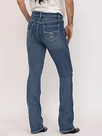 Women's Medium Wash Embroidered Baby Boot Jeans