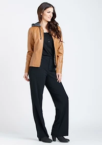 Women's Hooded Faux Leather Jacket