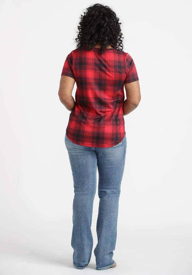 Women's Plaid Scoop Neck Tee