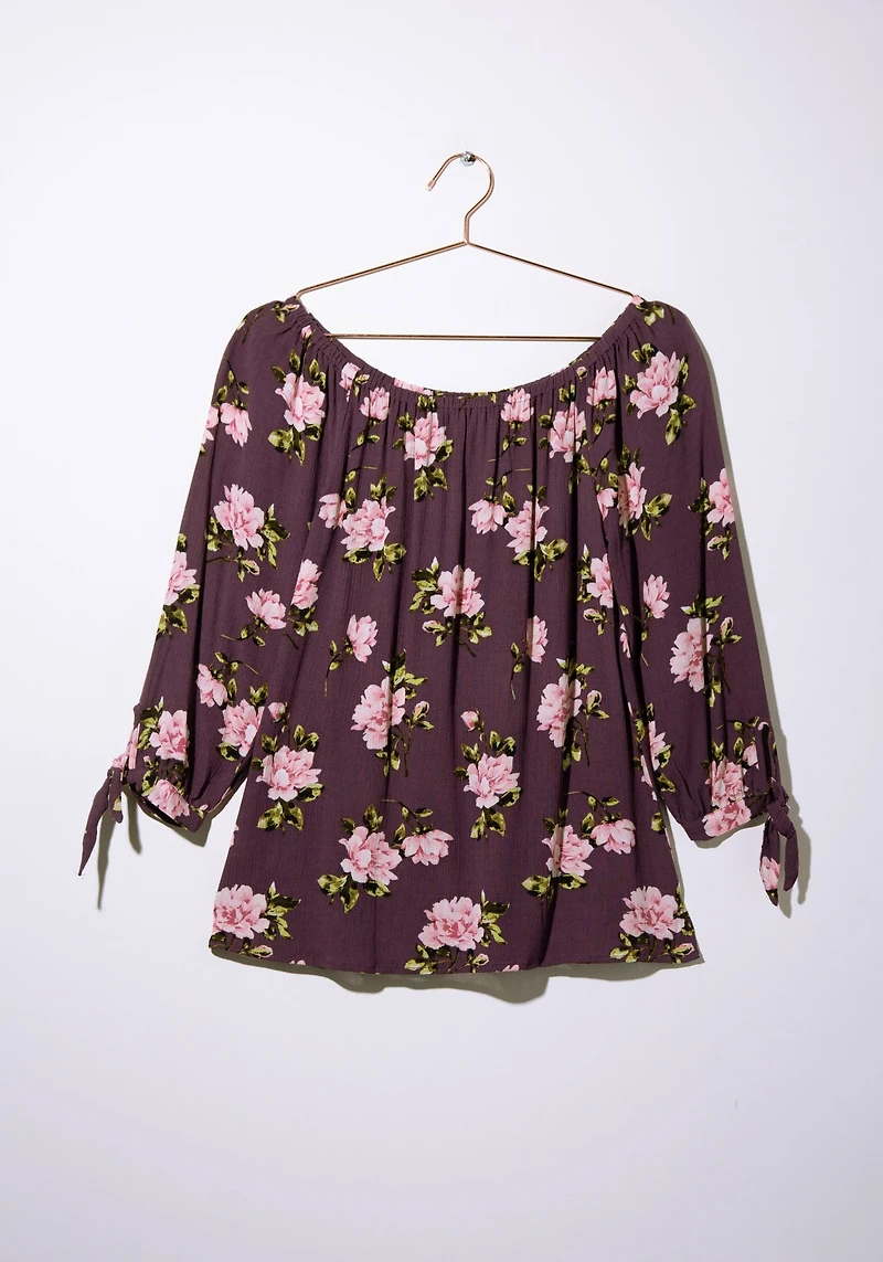 Women's Tie Sleeve Floral Blouse