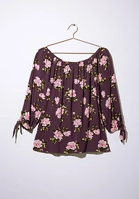 Women's Tie Sleeve Floral Blouse