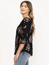 Women's Floral Bell Sleeve Top