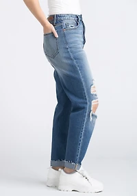Women's High Rise Destroyed Cuffed Straight Jeans