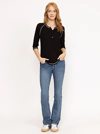 Women's Rib Baseball Henley Tee