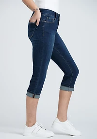 Women's 2 Button Cuffed Jean Capri