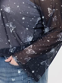 Women's Mesh Tie Front Cardigan