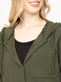 Women's Two Tone Button Front Hoodie