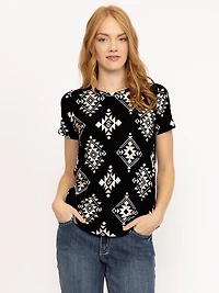 Women's Geometric Crew Neck Tee