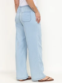 Women's Regular Rise Tie Front Pull-on Wide Leg Jeans