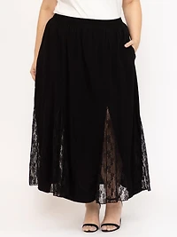Women's Lace Insert Maxi Skirt