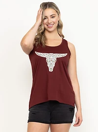 Women's Bull Skull Racerback Tank