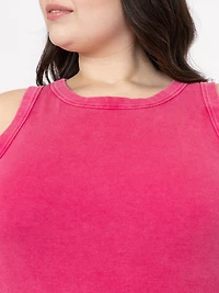 Women's Washed Rib Crew Neck Tank