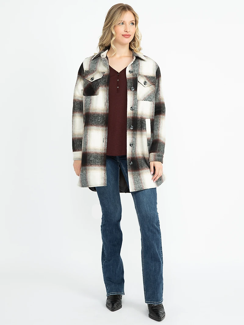 Women's Plaid Button Front Shacket