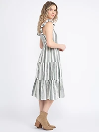 Women's Stripe Tiered Midi Dress