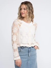 Women's Crochet Button Front Cardigan
