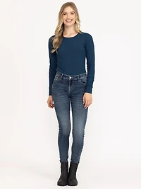 Women's Rib Crew Neck Long Sleeve Tee