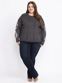 Women's Pullover With Geometric Sleeve
