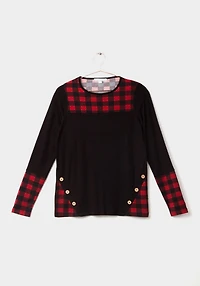 Women's Buffalo Plaid Colour Block Top