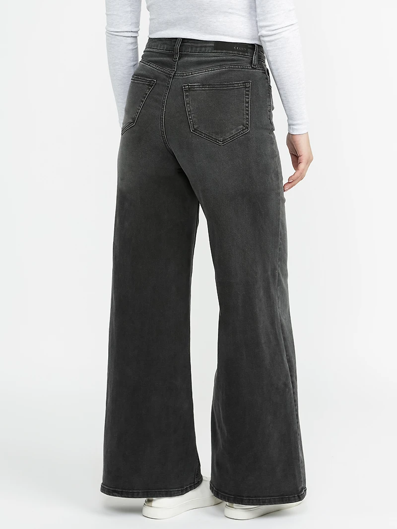 Women's Black High Rise Wide Leg Jeans