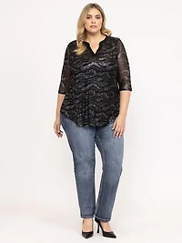 Women's Mesh V neck Blouse