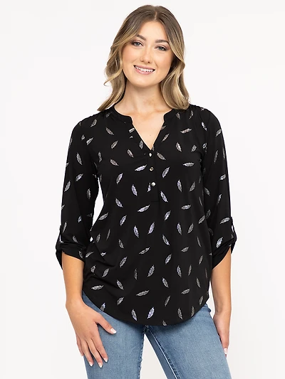 Women's Foil Feather Blouse
