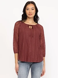 Women's Lace Peasant Top