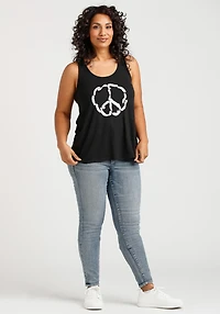 Women's Feather Peace Sign Keyhole Tank