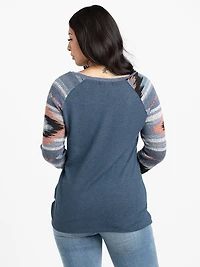 Women's Color Block Twist Hem Top