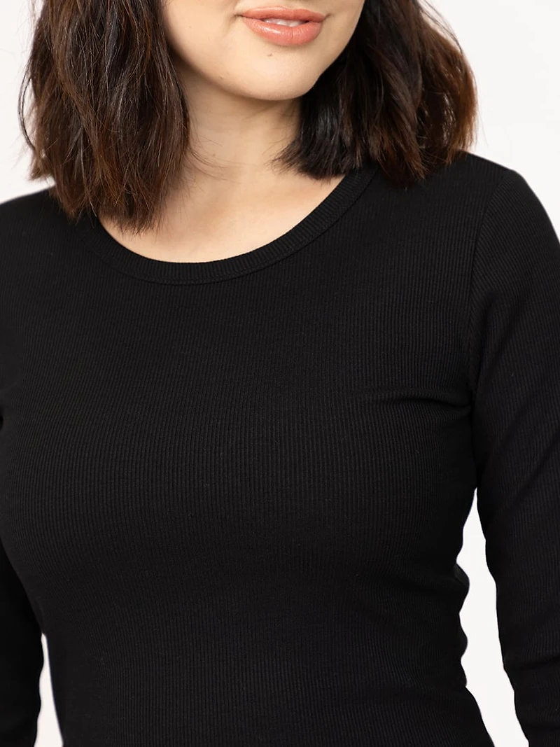 Women's Rib Crew Neck Long Sleeve Tee