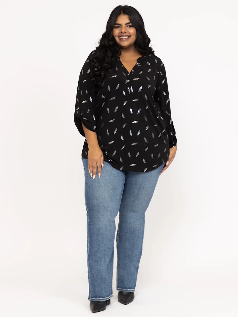 Women's Foil Feather Blouse
