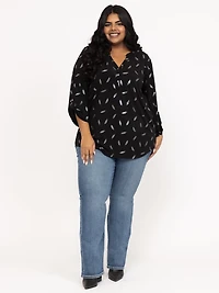 Women's Foil Feather Blouse