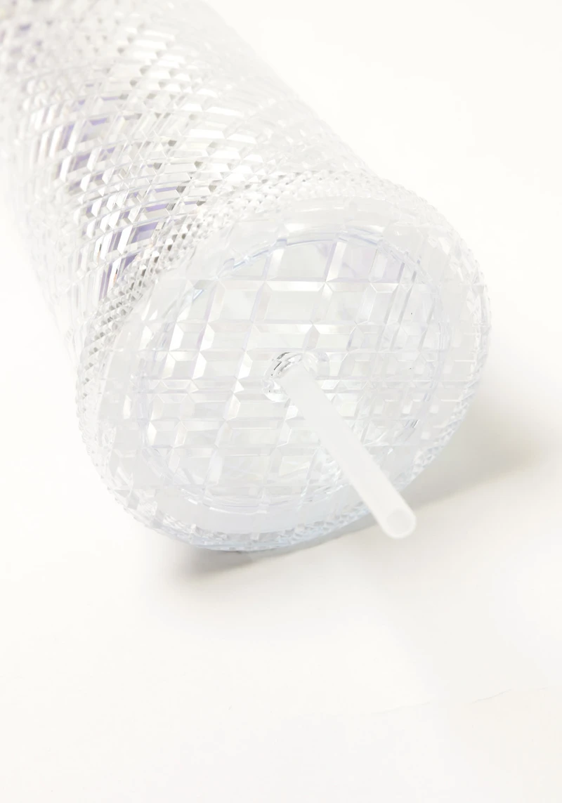 24 oz Diamond Cut Clear Tumbler