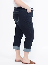 Women's Plus Relaxed Dark Rinse Wash Jean Capri